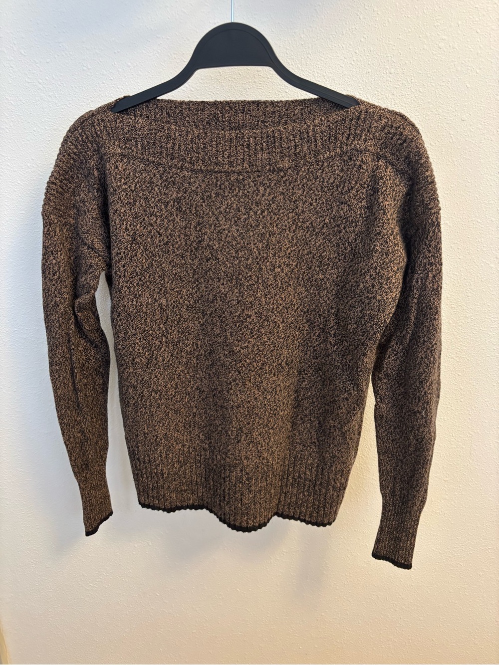 Elliott Lauren Knit Crew Neck Sweater Marled Brown XS Cashmere Blend